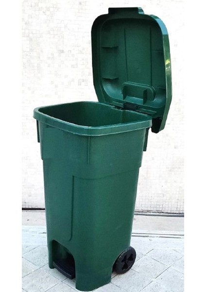 Tekerlekli Pedallı Kapaklı Tutma Saplı Özel Çöp Konteyneri 120 Lt ( Yeşil ) Büyük Boy