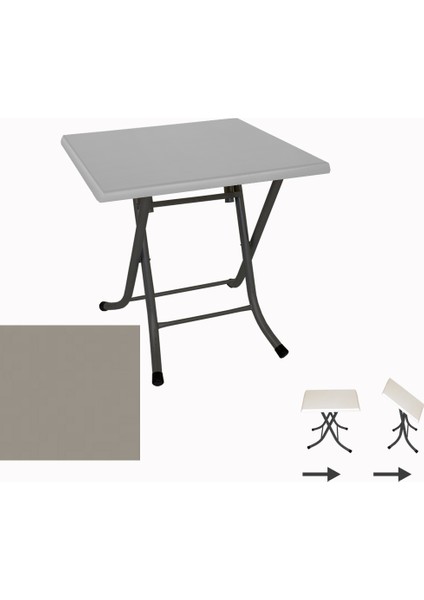 Klasik Katlanır Werzalit Kare Tabla Masa (70X70) - Koyu Gri