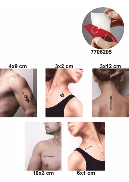 Aşk Sembolleri Hint Kınası ile Geçici Dövme Yapma Seti