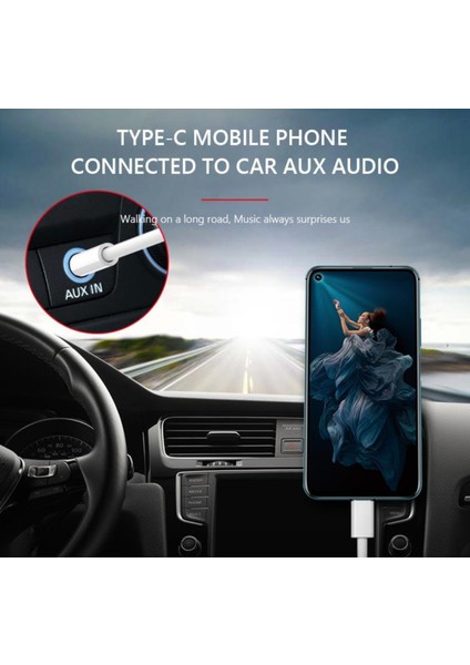 Xiaomi / Huawei / Oppo Uyumlu Type-C To 3.5mm Aux Kablosu Dönüştürücü 1 Metre Beyaz indirimleri