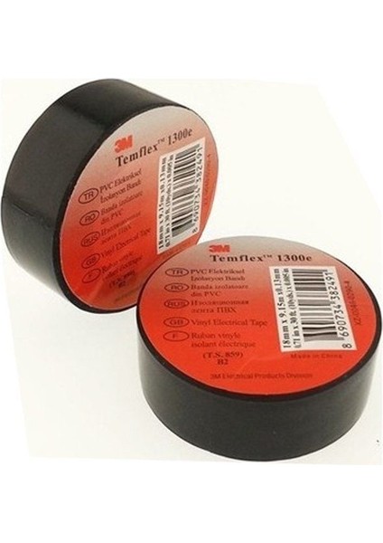 Temflex 1300E Pvc Elektrik Izole Bant 0,13X18MM X9,15 10'lu - 1300SET