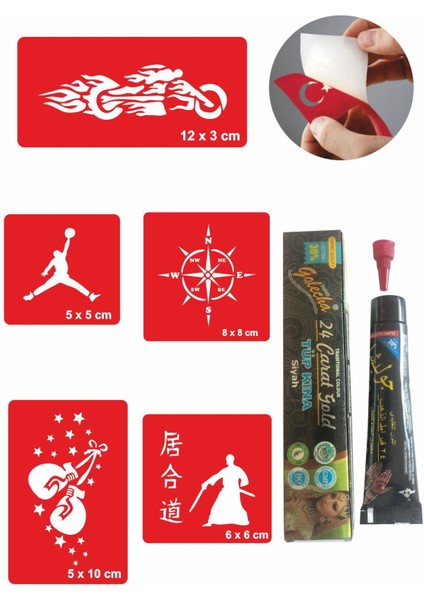 Spor Desenleri Hint Kınası ile Geçici Dövme Yapma Seti