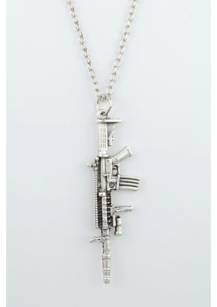 M4 - Pubg Fortnine Call Of Duty Erkek Kadın Kolye Antik Gümüş Kaplama - 60 cm Düz Zinci fiyatları