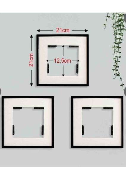 Yapışkanlı Sök Tak Paspartulu Klasik Kare Çerçeveler - 3'lü Paket