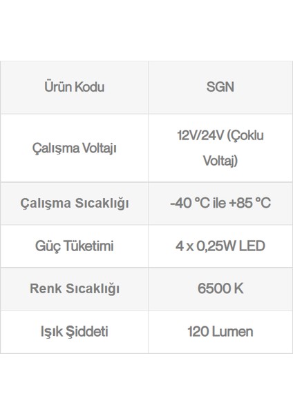 Kuğu Boynu Harita Okuma Lambası Y.m 12V 24V Uyumlu Universal Sgn-02