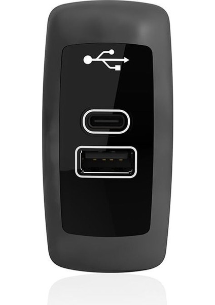 USB Şarj Düz Tip Siyah Gövde Mavi LED 12V/24V SUC16B