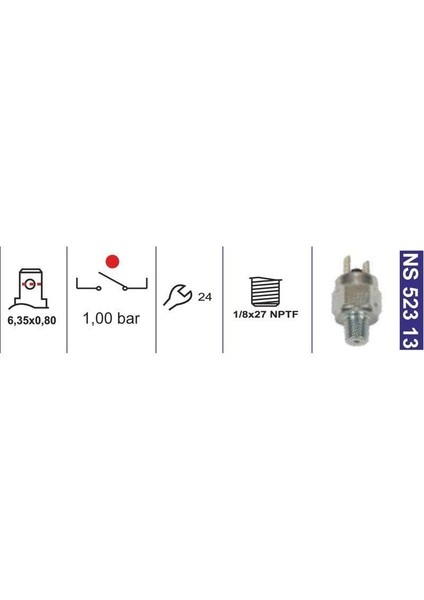 Fren Müşiri-Unıversal-Yağ Basınç Müşiri 1,0 Bar 1/8X27 Npt Normalde Açık New Holland 87584696 - NS52313