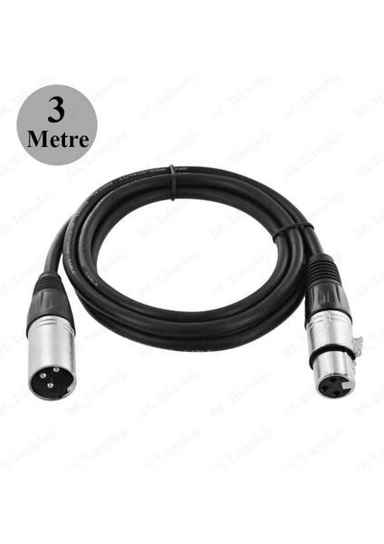 3 Pin Xlr Mikrofon Mikser Ses Uzatma Kablosu - 3 Metre