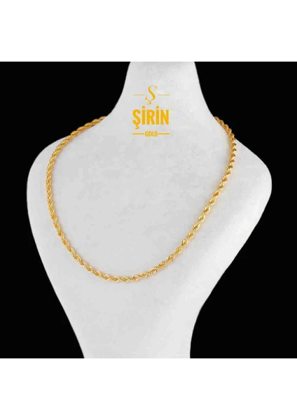 Şirin Gold İmitasyon 22 Ayar Altın Kaplama Burgu Halat Zincir 60CM