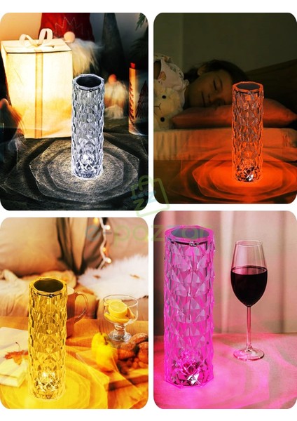 16 Renk 4 Mod Diamond Aydınlatma Masa Lambası Rose Silindir Dokunmatik & Kumandalı USB Şarjlı indirimleri