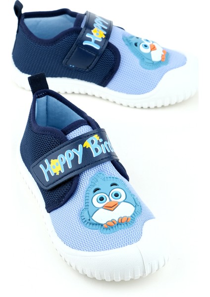 Yazlık Erkek Çocuk Keten Happy Bird Cırt Cırtlı Ayarlanabilir Ayakkabı