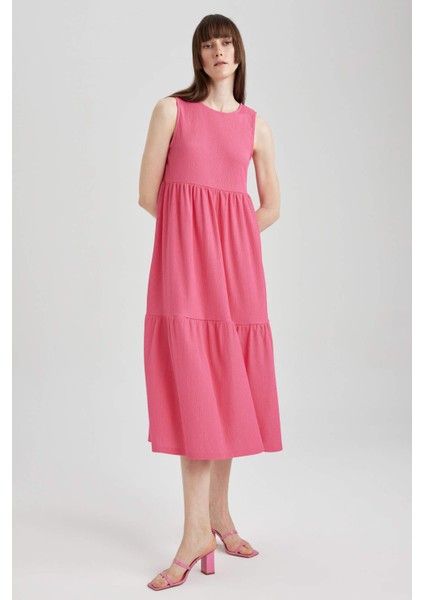 Bisiklet Yaka Kolsuz Midi Volanlı Elbise A8841AX23SM fiyatları