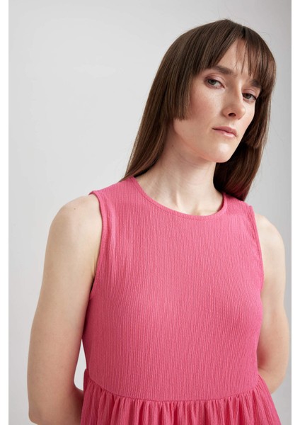 Bisiklet Yaka Kolsuz Midi Volanlı Elbise A8841AX23SM indirimleri