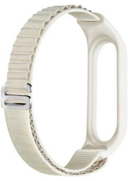 Casestreet Xiaomi Mi Band 5 Kordon Ayarlanabilir Kademeli Naylon Sc4 Bej
