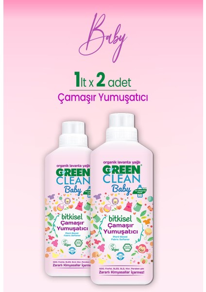 U  green Clean Baby Çamaşır Yumuşatıcı 1 L x 2 Adet