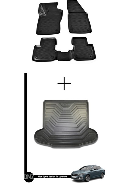 Fiat Egea Sedan 3D Havuzlu Oto Paspas + Bagaj Havuzu Set