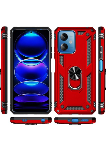 Casestreet Xiaomi Redmi Note 12 5g Kılıf Vega Yüzüklü Silikon Tank Koruma+Nano Lacivert