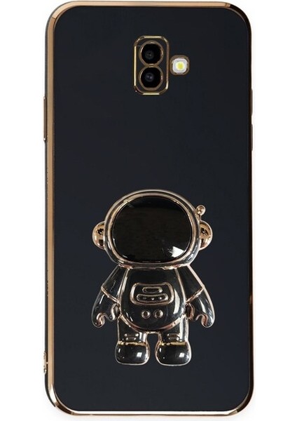 Case Street Casestreet Samsung Galaxy J6 Plus Kılıf Kamera Korumalı Astronot Desenli Standlı Silikon Siyah