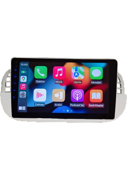 Fıat 500L (2008-2012 yıl)2GB Ram 32GB Rom Hafıza Multimedya Android sürüm 13 Kablosuz Carplay Navigasyon 9 inç Ekran