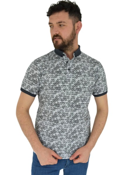 Erkek Polo Yaka Dijital Baskılı Tişört Waffle 2372 BGL-ST02797