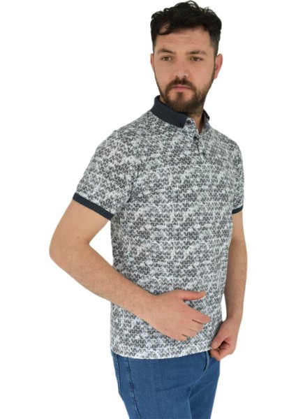 Erkek Polo Yaka Dijital Baskılı Tişört Waffle 2372 BGL-ST02797