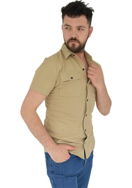 Erkek Polo Yaka Cepli Dügmeli Tişört Waffle 2362 BGL-ST02798