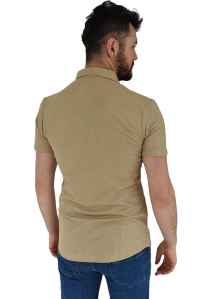 Erkek Polo Yaka Cepli Dügmeli Tişört Waffle 2362 BGL-ST02798