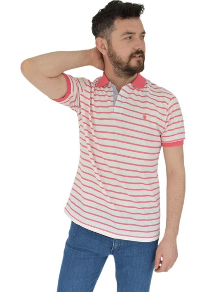 Erkek Çizgili Polo Yaka Tişört Waffle BGL-ST02790