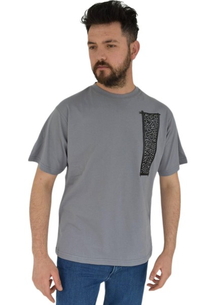 Erkek Baskılı Oversize Tişört 2380 BGL-ST02803