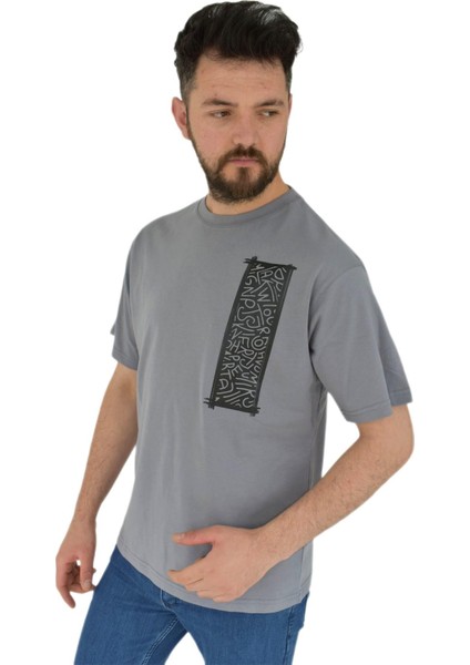 Erkek Baskılı Oversize Tişört 2380 BGL-ST02803