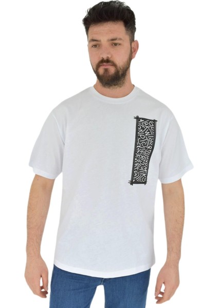 Erkek Baskılı Oversize Tişört 2380 BGL-ST02803