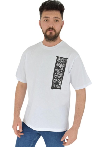 Erkek Baskılı Oversize Tişört 2380 BGL-ST02803