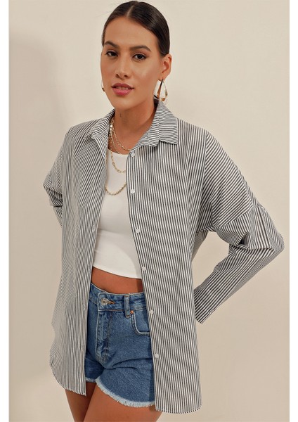 3900 Oversize Uzun Basic Gömlek