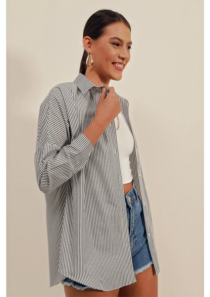 3900 Oversize Uzun Basic Gömlek