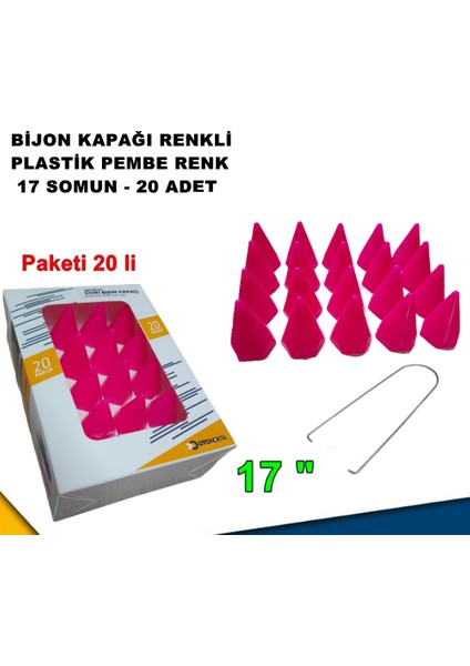 Sivri Mermi Tip Bijon Kapağı Plastik Pembe Renk 17 mm Bijon Uyumlu 20 Adet - Caraks