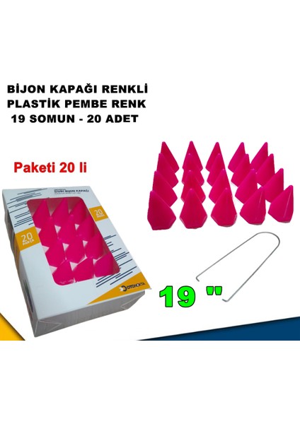 Sivri Mermi Tip Bijon Kapağı Plastik Pembe Renk 19 mm Bijon Uyumlu 20 Adet - Caraks