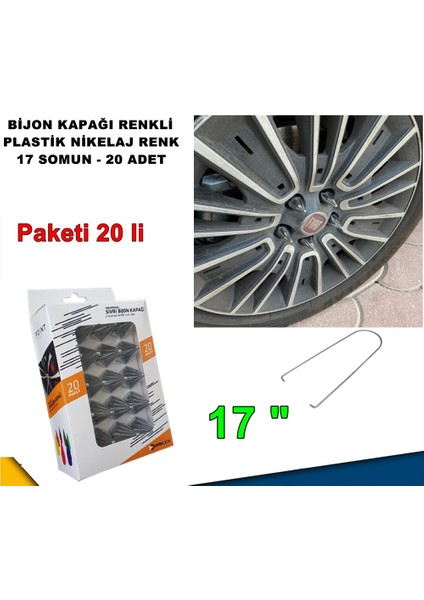 Sivri Mermi Tip Bijon Kapağı Krom Plastik Nikelaj Renk 17 mm 20 Adet - Caraks