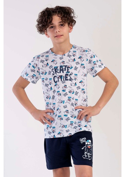 Erkek Çocuk Kısa Kol Şortlu Pijama Takım