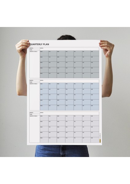 Tarihsiz Üç Aylık Duvar Takvimi, 90 Günlük Plan, Duvar Planlayıcı, Gri Renk - 70X100 cm fırsatları