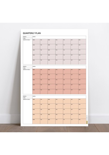 Tarihsiz Üç Aylık Duvar Takvimi, 90 Günlük Plan, Duvar Planlayıcı, Boho Renk, Toprak Tonu - 70X100 cm fiyatları