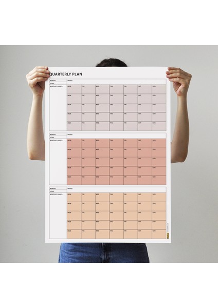 Tarihsiz Üç Aylık Duvar Takvimi, 90 Günlük Plan, Duvar Planlayıcı, Boho Renk, Toprak Tonu - 70X100 cm indirimleri