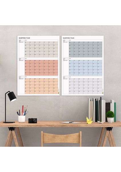 Tarihsiz Üç Aylık Duvar Takvimi, Üç Aylık Planlayıcı, Yıllık Duvar Planlayıcı, Boho Color - 50X70 cm modelleri