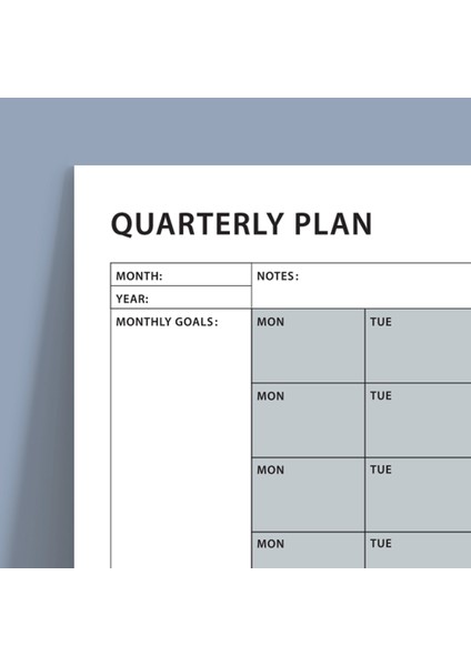 Tarihsiz Üç Aylık Duvar Takvimi, 90 Günlük Plan, Duvar Planlayıcı, Gri Renk - 50X70 cm modelleri