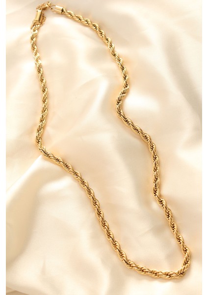 316L Çelik Kararmaz Altın Renk 60 cm Kalın Burgu Zincir Kolye fiyatları