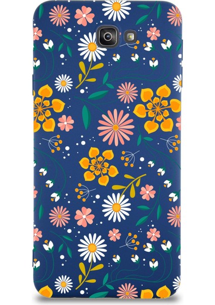 Samsung Galaxy J7 Prime 2 ile Uyumlu Lansman Çiçek Tasarımlı Içi Kadife Kapak Kılıf