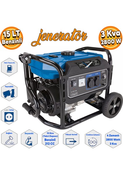 Benzinli Jenerator 3,5 Kw 2800 Watt SG3200X