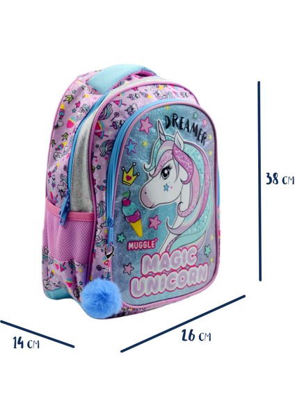 2 Bölmeli Unicorn Pembe Okul Sırt Çantası (MU-7822) fiyatları