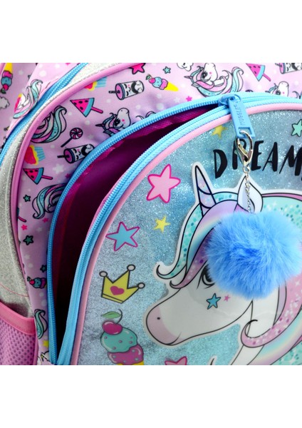 2 Bölmeli Unicorn Pembe Okul Sırt Çantası (MU-7822) modelleri