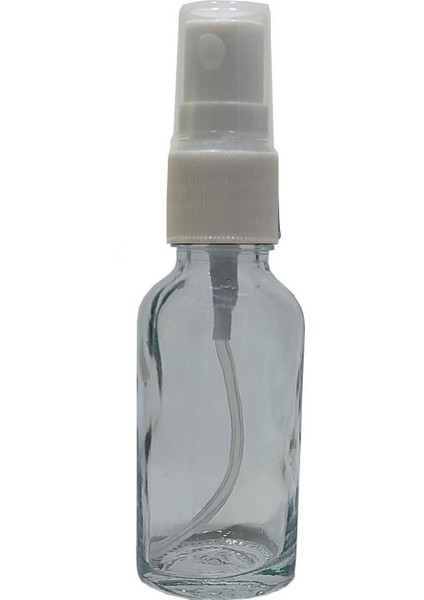 10 Adet 20 ml Parfüm ve Kolonya Beyaz Spreyli Şeffaf Boş Cam Şişe
