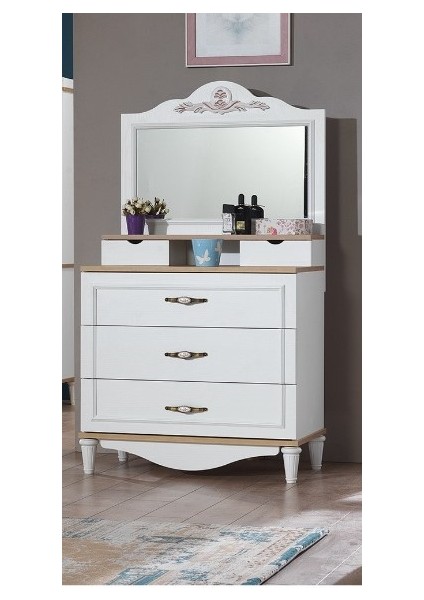 Şifonyer-Ayna Urlu Flora Inovasyon Model Beyaz Suntalem Kalite Yüksek Ayak 1.sınıf Malzeme El Yapım